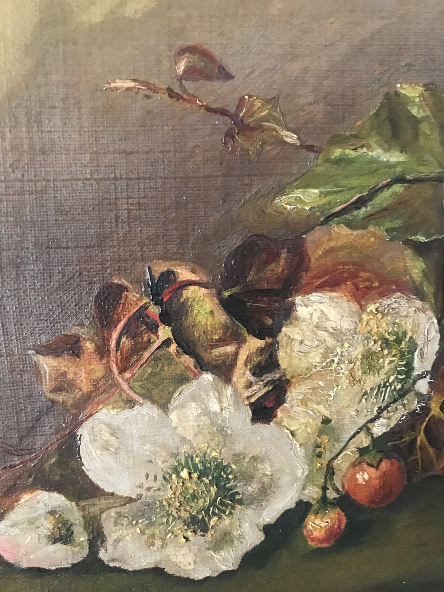 Autumnal Antique Floral Oil Painting