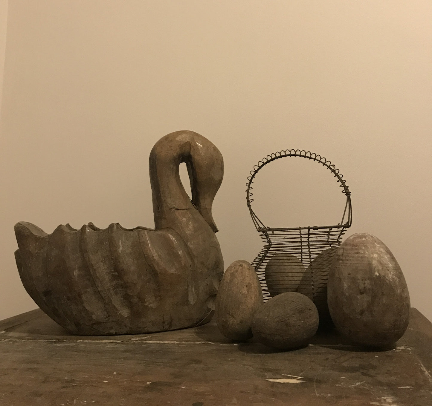 French Wooden Swan - Antique Papier Mache Mold