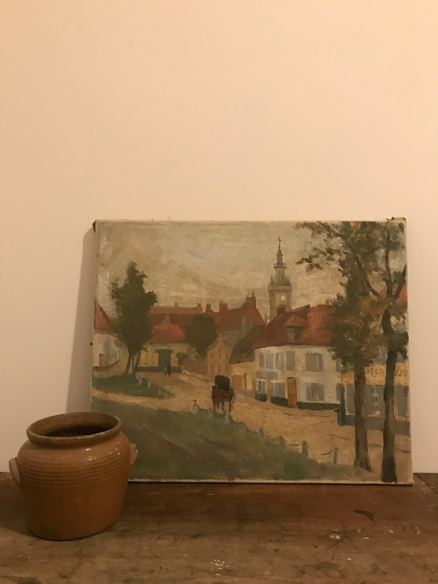 French Village Life - Oil on Canvas - Signed L. Locoge