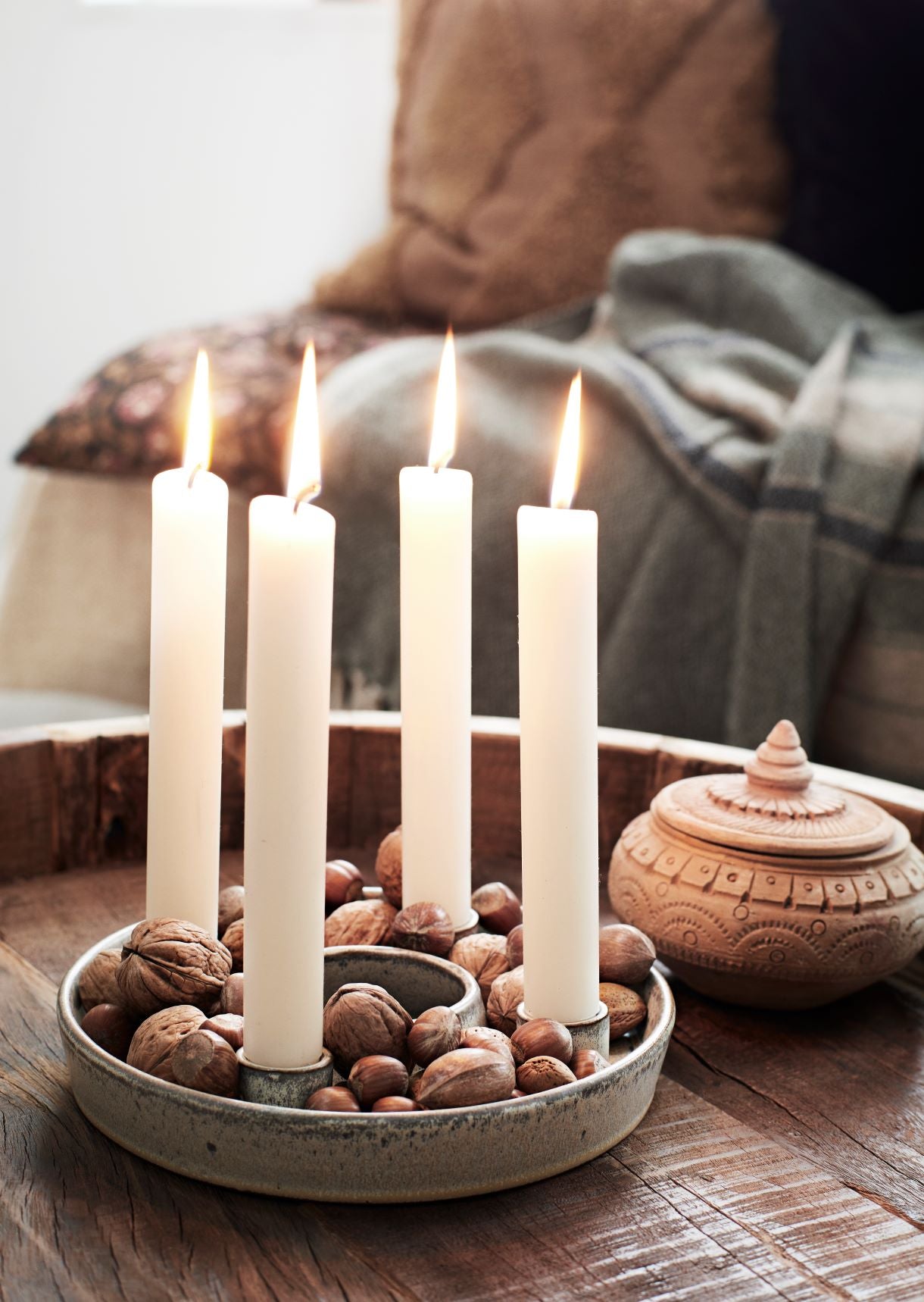 Round Stoneware Candle Holder