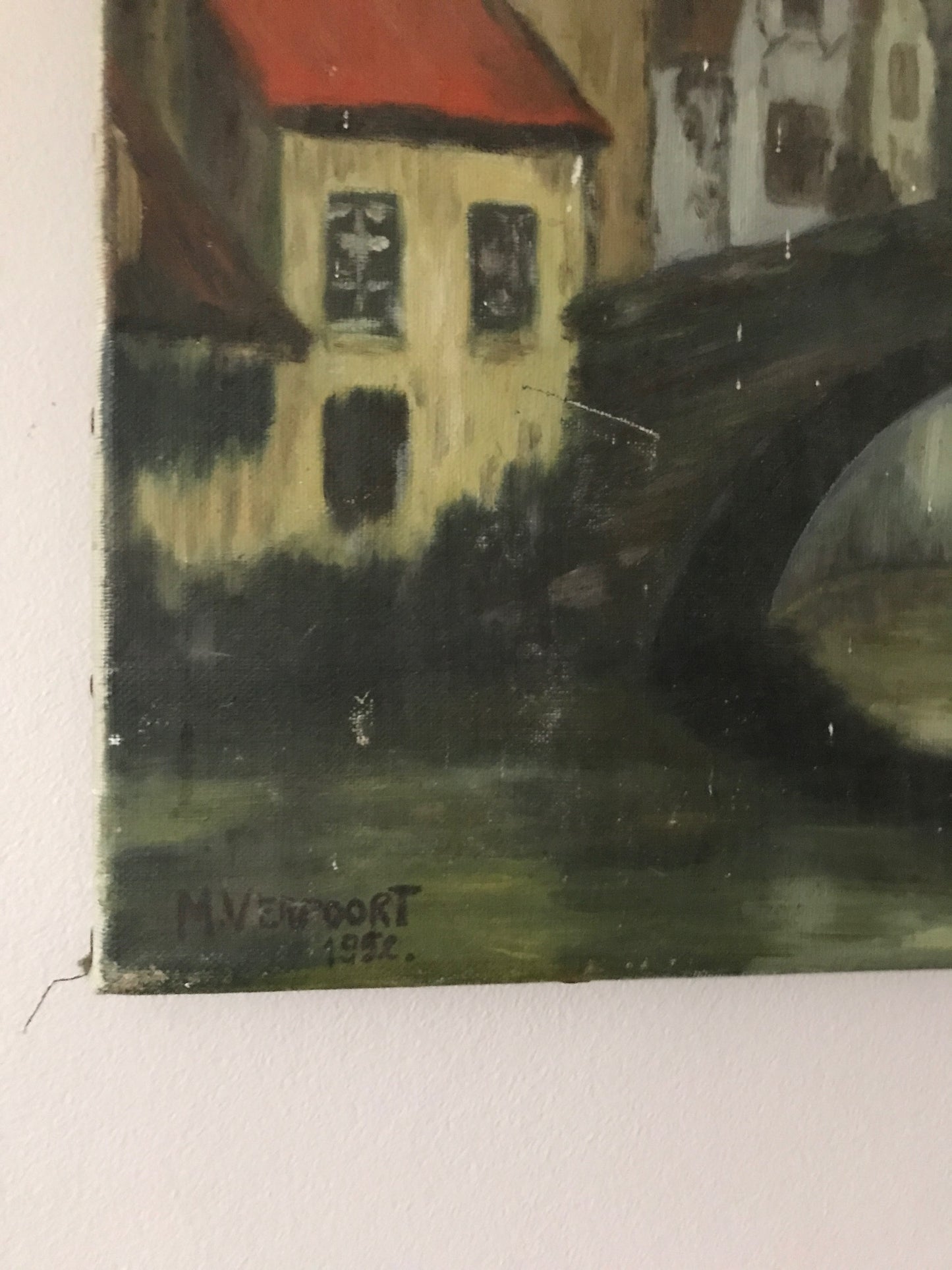 The Bridge - Belgian Oil on Canvas