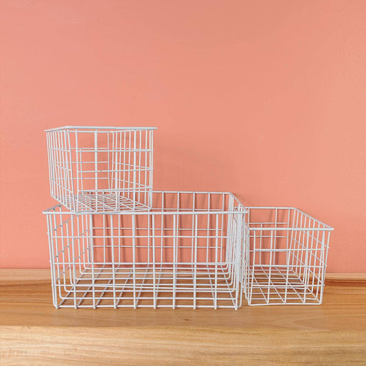 White Wire Basket - Set of 3