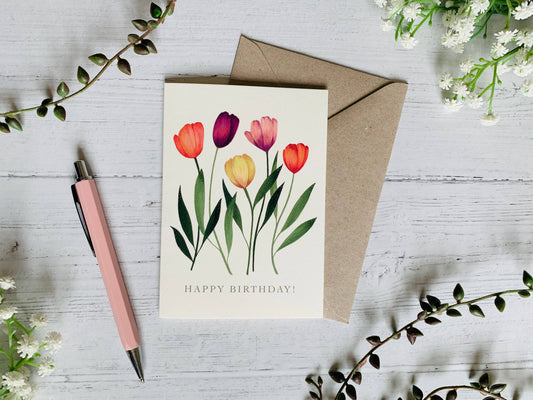 Happy Birthday Tulips Greetings Card