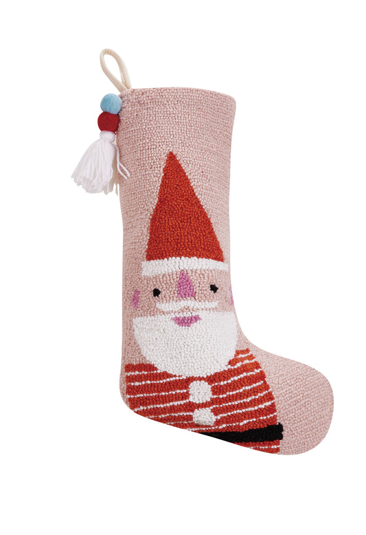 Santa Christmas Stocking With Pom Pom Tassel