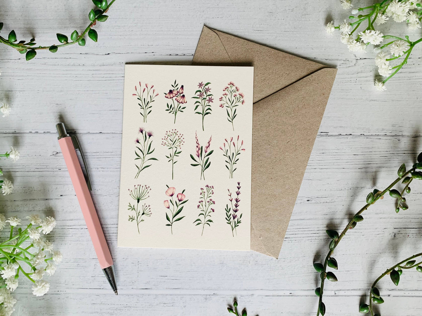 Soft Pink Florals Greeting Card