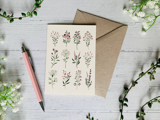 Soft Pink Florals Greeting Card